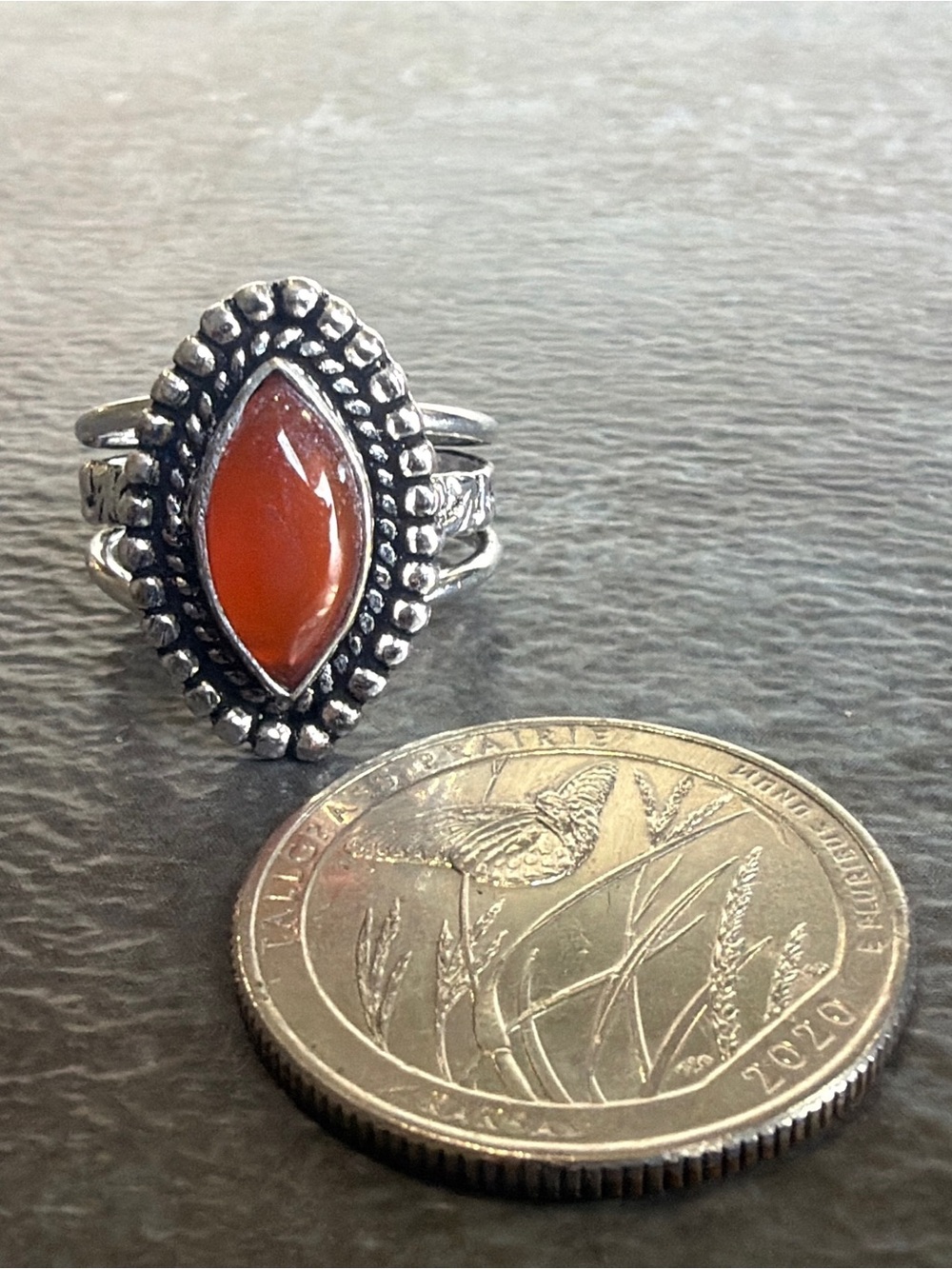 Vintage Boho Silver 925 Ring Size 5.5 Women Jewelry Carnelian Gemstone - Picture 2 of 4